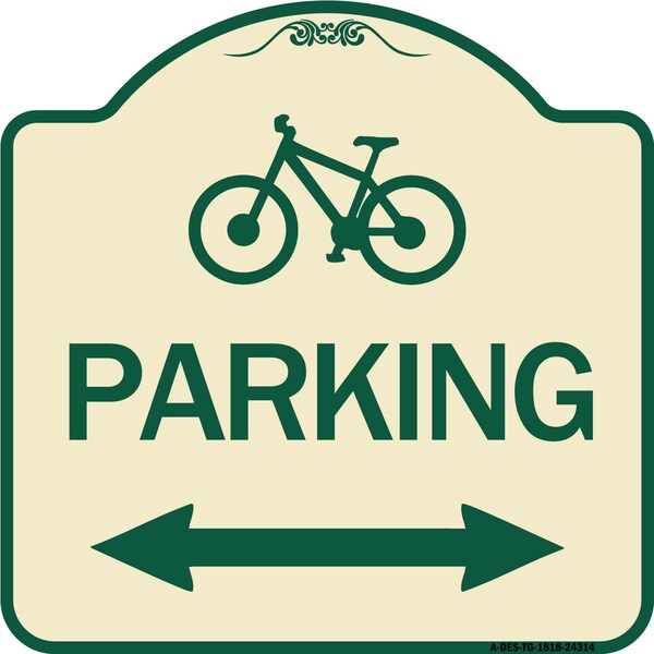 Bicycle Parking W/ Bidirectional Arrow Heavy-Gauge Aluminum Sign, 18" x 18", TG-1818-24314